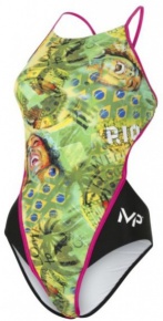 Stroje kąpielowe dla kobiet Michael Phelps Corco Lady Open Back Green/Yellow Stroje kąpielowe dla kobiet Michael Phelps Corco Lady Open Back Green/Yellow