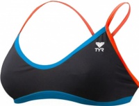 Stroje kąpielowe dla kobiet Tyr Solid Brites Crosscutfit Bikini Top Black/Blue/Coral