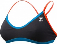 Stroje kąpielowe dla kobiet Tyr Solid Brites Crosscutfit Bikini Top Black/Blue/Coral Stroje kąpielowe dla kobiet Tyr Solid Brites Crosscutfit Bikini Top Black/Blue/Coral