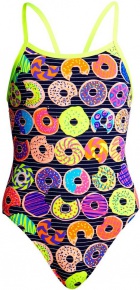 Strój kąpielowy dla dziewcząt Funkita Dunking Donuts Single Strap One Piece Girls Strój kąpielowy dla dziewcząt Funkita Dunking Donuts Single Strap One Piece Girls
