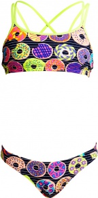 Strój kąpielowy dla dziewcząt Funkita Dunking Donuts Criss Cross Two Piece Girls Strój kąpielowy dla dziewcząt Funkita Dunking Donuts Criss Cross Two Piece Girls