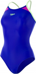 Stroje kąpielowe dla kobiet Speedo Thinstrap Racerback Chroma Blue/Bright Zest/Neon Orchid