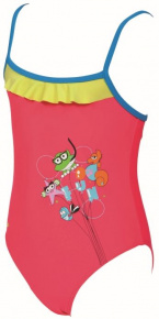 Strój kąpielowy dla dziewcząt Arena AWT Rouche Kids Girl One Piece Fluo Red/Pix Blue/Soft Green Strój kąpielowy dla dziewcząt Arena AWT Rouche Kids Girl One Piece Fluo Red/Pix Blue/Soft Green