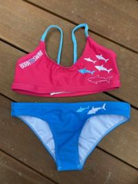 Stroje kąpielowe dla kobiet BornToSwim Sharks Bikini Blue/Pink