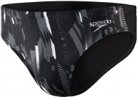 Stroje kąpielowe dla mężczyzn Speedo Allover 7cm Brief Black/USA Charcoal/White