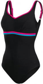 Speedo ContourLuxe Solid Shaping 1 Piece Black/Electric Pink/Pool