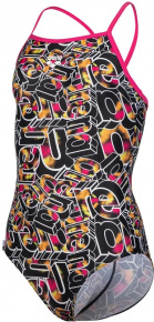 Stroje kąpielowe dla dziewczynek Arena Girls Swimsuit Lightdrop Back Allover Freak Rose/Black/Multi Stroje kąpielowe dla dziewczynek Arena Girls Swimsuit Lightdrop Back Allover Freak Rose/Black/Multi