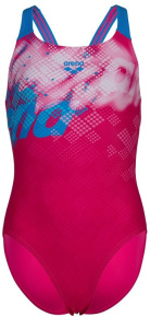 Stroje kąpielowe dla dziewczynek Arena Splash Point Swimsuit V Back Girls Fuschia Stroje kąpielowe dla dziewczynek Arena Splash Point Swimsuit V Back Girls Fuschia