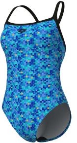 Damski strój kąpielowy Arena Pooltiles Swimsuit Challenge Back Black/Blue Multi Damski strój kąpielowy Arena Pooltiles Swimsuit Challenge Back Black/Blue Multi