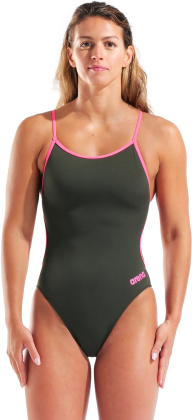 Arena Performance Lace Back Solid Dark Sage / Pink