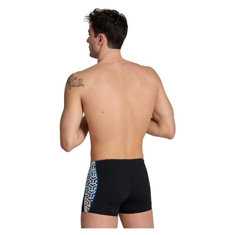 Męskie stroje kąpielowe Arena Planet Water Swim Shorts Black/White Multi